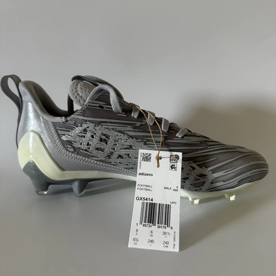 Мужские футбольные бутсы adidas размер 6,5 ADIZERO серые серебристые металлик GX5414 НОВЫЕ - Изображение 3 из 4