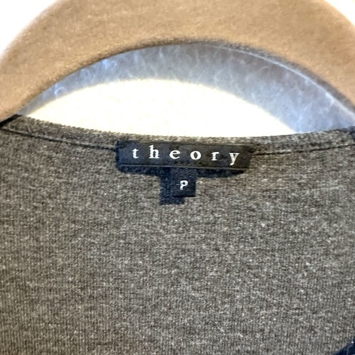 THEORY P Petite Gray Curved Hem Oversized Comfy Soft Top Shirt - Bild 3 von 11