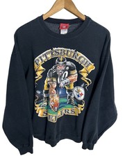 Vintage Pittsburgh Steelers Men s Caricature Graphic Crewneck Sweatshirt Size XL