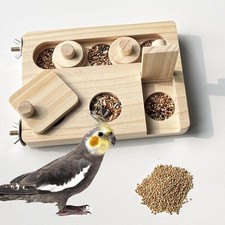 FlidRunest Wooden Bird Foraging Puzzle Toys for Parrots, Medium, wood