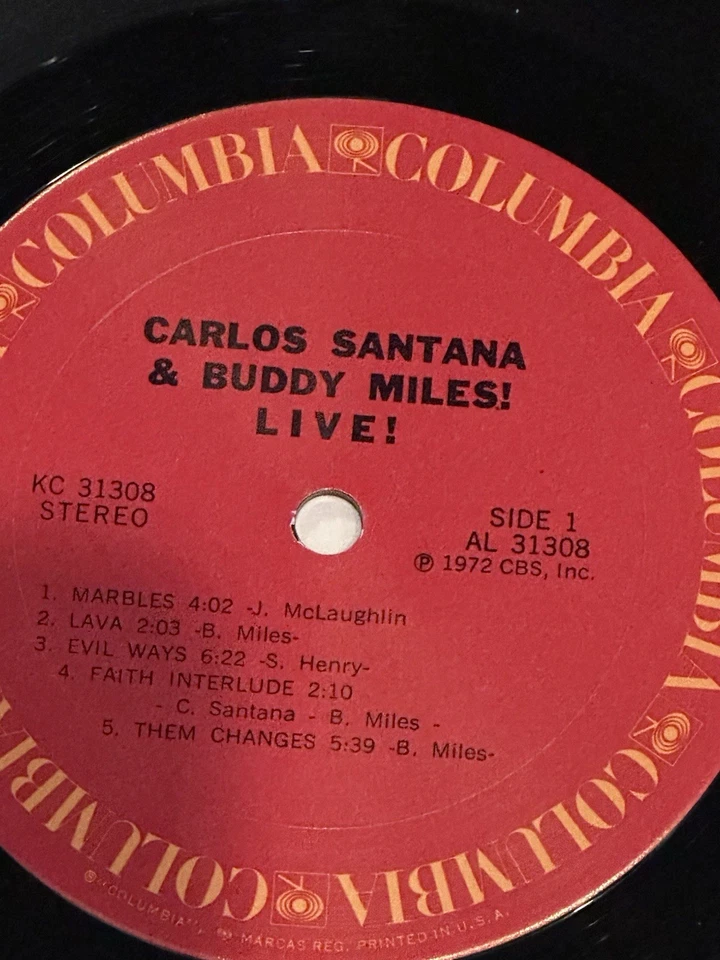 Carlos Santana & Buddy Miles! Live! LP 1972 Columbia KC 31308 1st Press EX/EX - Image 4 of 4
