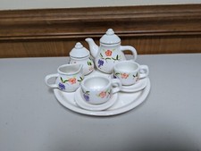 Children's Miniature Porcelain 10-pieces Floral/Fruit Design Tea Set
