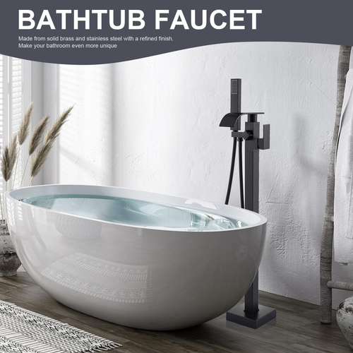 Freestanding Bathtub Faucet Tub Filler Floor Mount Bathroom Faucet Matte Black