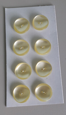 Lot De 21 Boutons Vintage Jaunes – Motif Nacré – 1,3 Cm – Pour Layette Et Couture