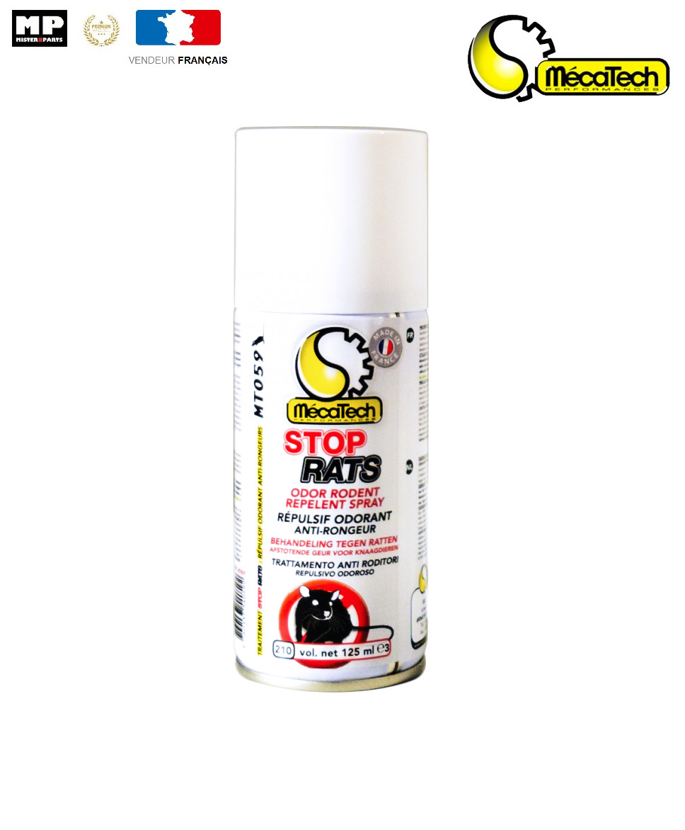 Répulsif anti-rongeur Mécatech STOP RATS spray 125ml idéal pour protéger votre camping-car