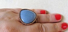 New Barse Ring, Size 6.5, Genuine Angelite with Copper Metal