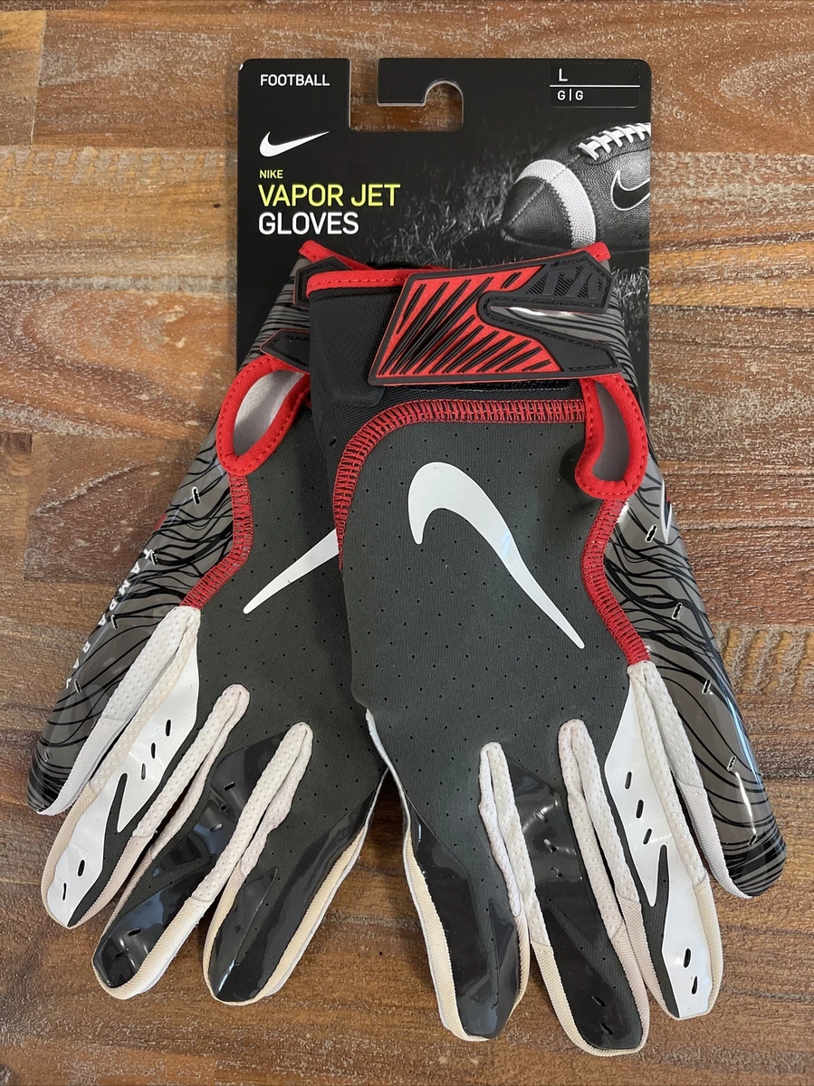 Nike Vapor Jet Buccaneers Skill Football Gloves Pewter/Red PGF902-223 Men  Size L