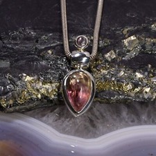 Turmalin Anhänger, 925er Silber, Edelsteinanhänger (14857), Edelsteinschmuck