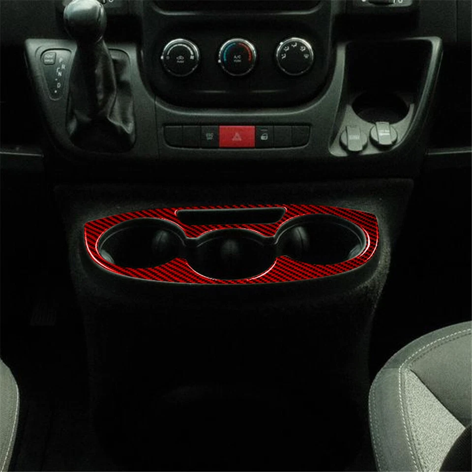 1pcs Red Carbon Fiber Center Cup Holder Cover Trim For Fiat Ducato 2007-21 - image 4 of 4
