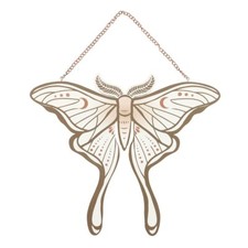 Wiccan Witchy  Sign White Luna Moth  Wooden Hanging