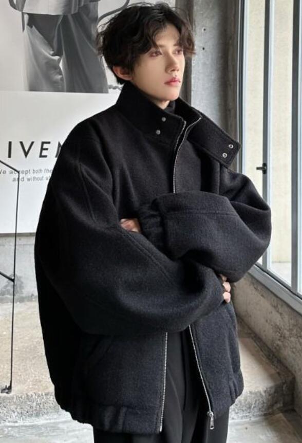 New Men's Lapel Wool blend Coat Casual Short Jacket Sport