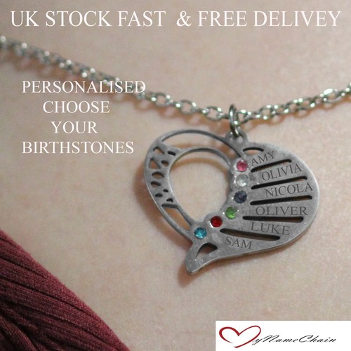 Personalised Heart Birthstone Name 