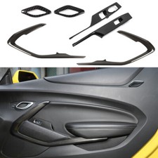 6pcs Interior Door Panel Cover Trim Bezels Kit For Chevt Camaro 17 Carbon Fiber