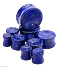 PAIR-Stone Lapis Blue Lazuli Saddle Flare Ear Plugs 22mm/7/8" Gauge 
