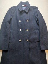 SUPERDRY Womens UK L Super Long Bridge Coat (NEW) Wool Blend Blue Double Breast