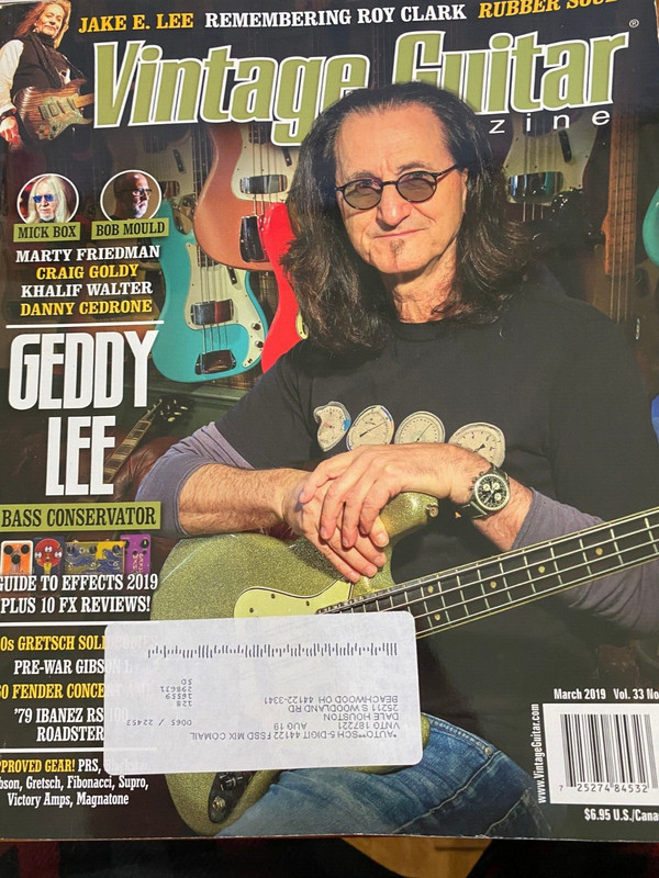 Vintage Guitar Magazine March 2019 - Geddy Lee