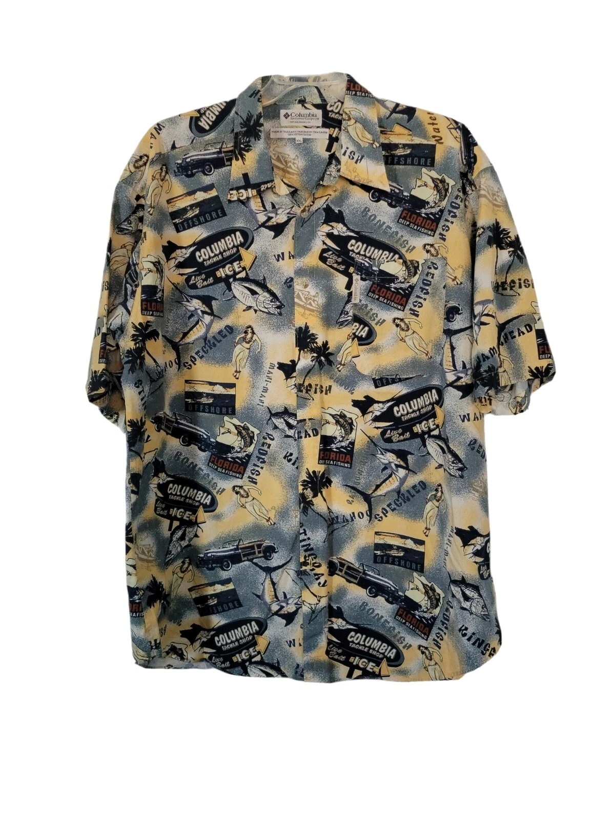 COLUMBIA Mens SZ XXL Florida Deep Sea FISHING SHIRT Hawaiian Beach Vacation