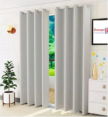 Paquete De 2 Cortinas De Grommet De Seda Sólida 7 Pies Plata Blanca