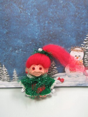 VINTAGE DAM 1964 OOAK CHRISTMAS pencil top - 2 5/8'' Dam Troll Doll