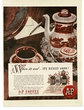 1945 A&P Coffee Fine China Set Vintage Print Ad