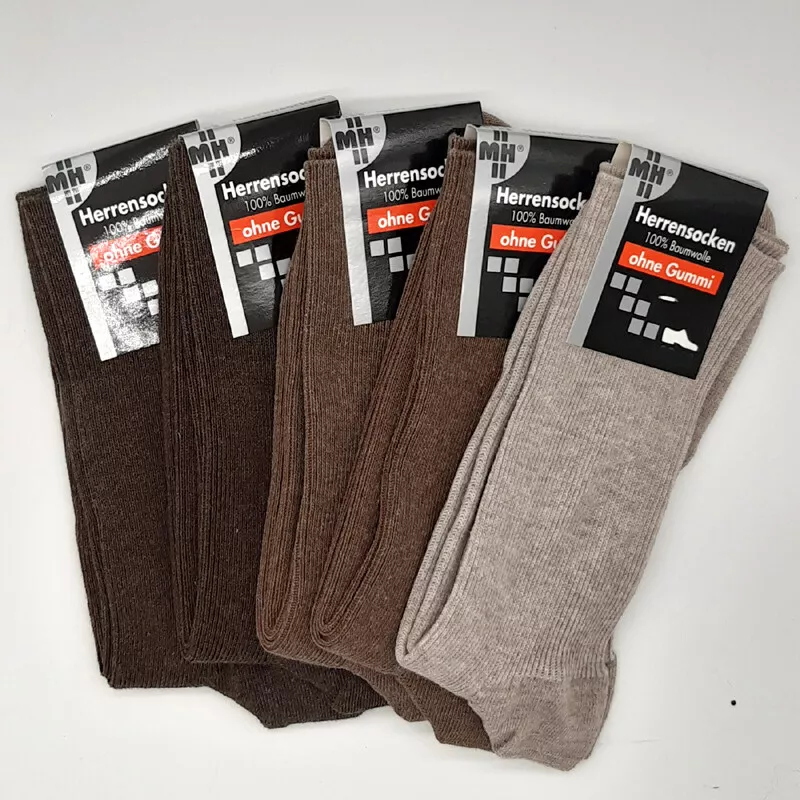 5 Paire Chaussettes pour Diabétique 100% Coton Sans Caoutchouc Braun Tons  39 À