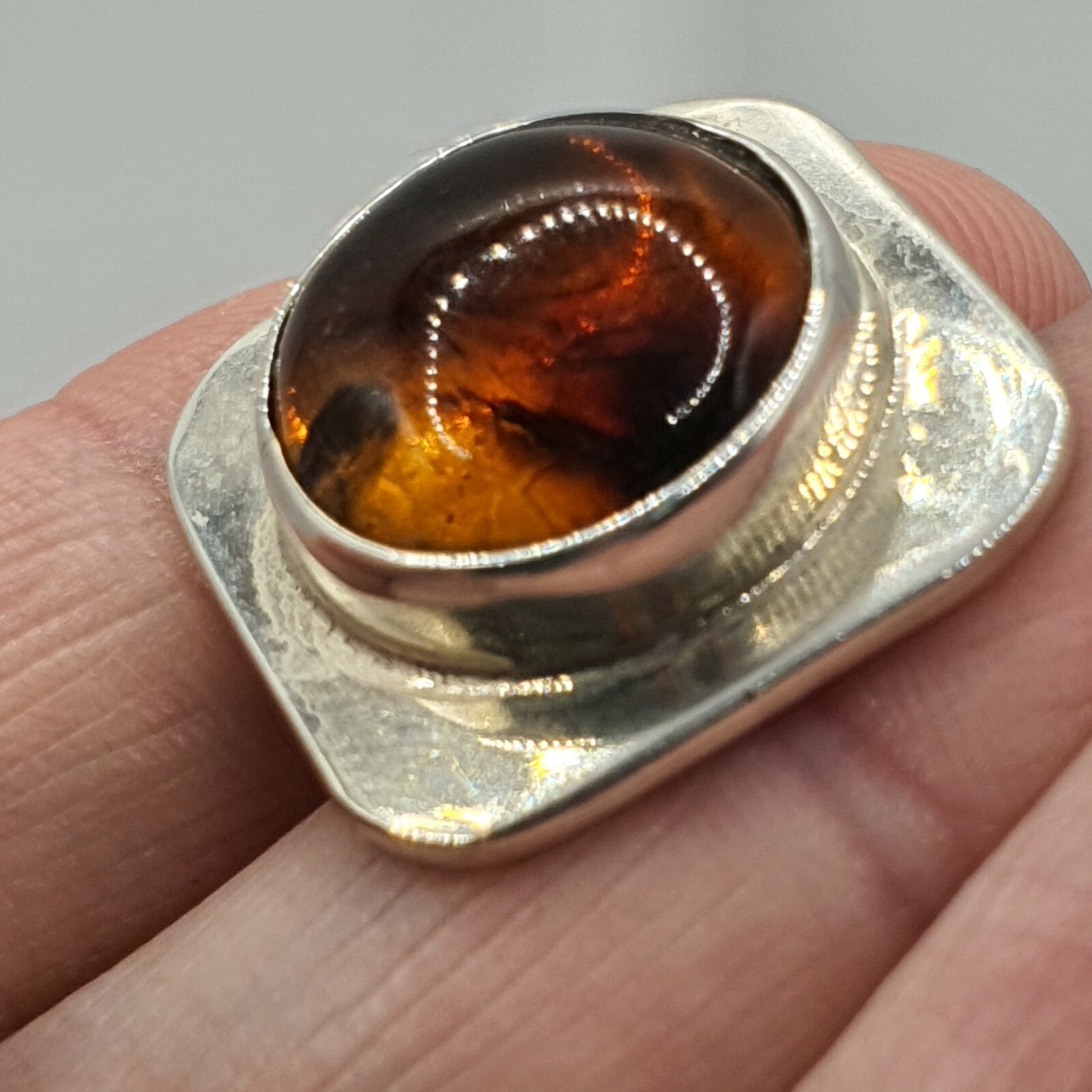 Photo 2 of Sterling Silver Taxco Mexico Cufflinks With Amber TS-14 17grams M12