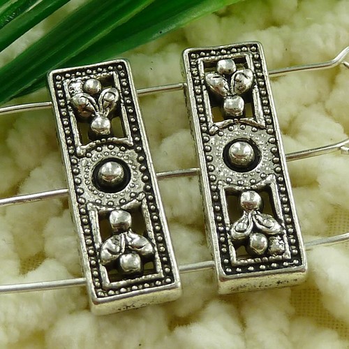 90 espaciadores oblongos de plata tibetana 26X9MM S1541 HAZLO TÚ MISMO para hacer joyas - Imagen 5 de 6
