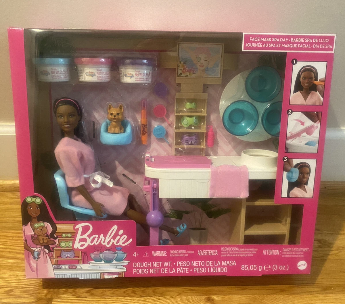 Barbie Face Mask Spa Day Playset with Brunette Barbie Doll, Puppy