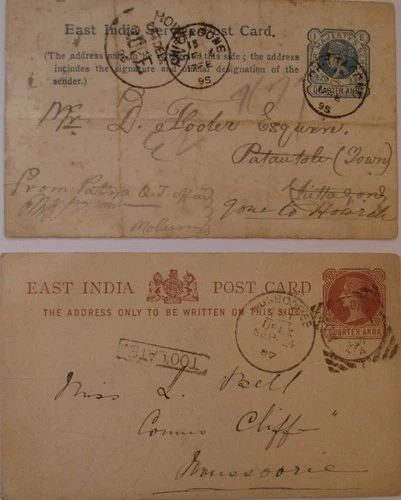 India: 5x 1887 to 1905 postcards.