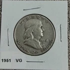 1951 US BENJAMIN FRANKLIN Half Dollar 90% Silver F