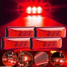 4 Pieces 4 Inch Trailer Marker LED Truck Side Running Light Clearance Lights Red