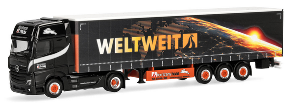Herpa, Mercedes Benz Actros L 2018 4X2 Mit 3-Achs-AnhäNger Ferntrans Haas, 1/...-image