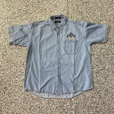 Vintage Denim Button Down Shirt Blue Angels Airplane Embroidery Novelty XL