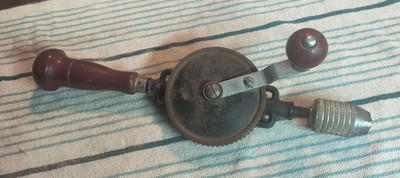 Vintage Stanley No. 624 Hand Drill Wooden Handles