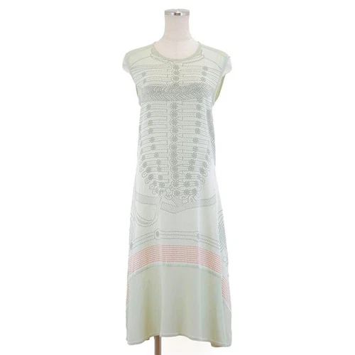 HERMÈS Hermes 2020SS Brandebourgs abito senza maniche in seta donna taglia 38 (verde chiaro)