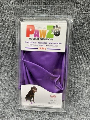 PAWZ Protex Pawz Rubber Dog Boots L Purple Waterproof Disposable Reusable 8 pack