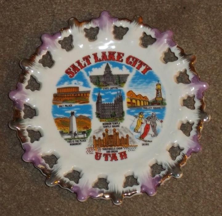 VINTAGE SOUVENIR CERAMIC PLATE, SALT LAKE CITY, UTAH, 7"