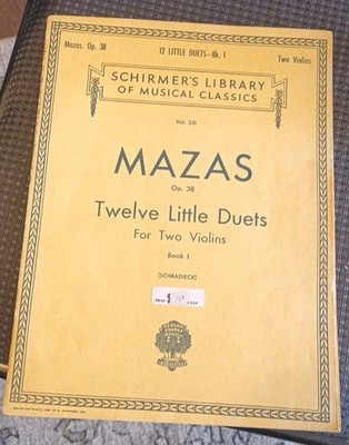 Vintage Sheet Music Schirmer's Mazas Twelve Little Duets For Two Violins Book 1