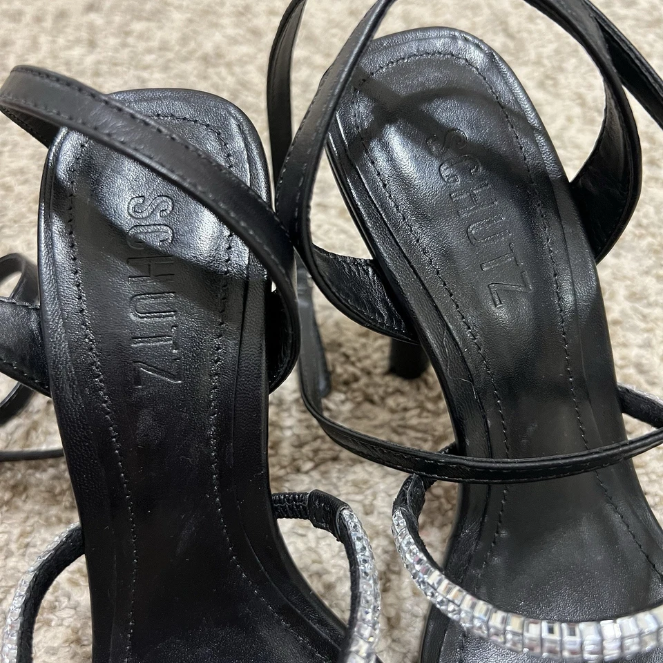 Schutz Earla Nappa Leather Strappy Embellished Sandals Size 7.5 - Image 4 of 4