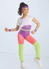 Weissman Maniac LC Childs Large 10802 Belted Unitard Dance Costume Purple Neon