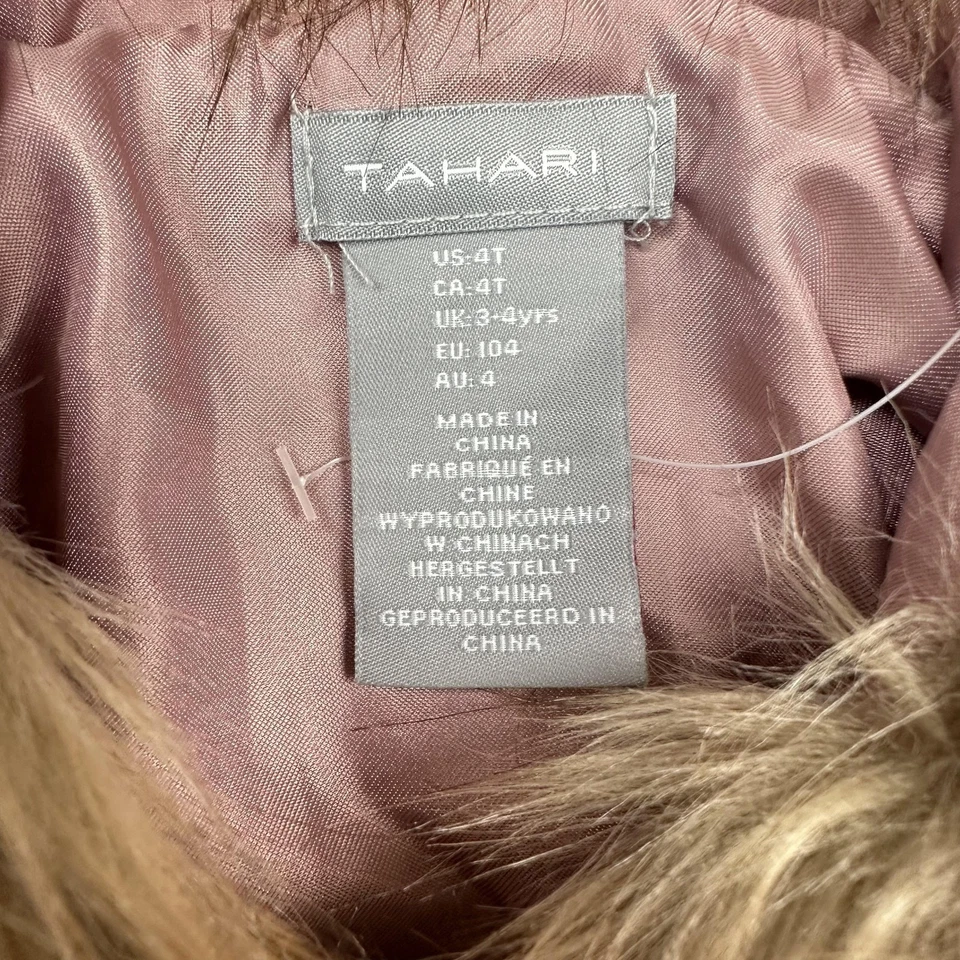 Conjunto de Vestido Suéter Abrigo Tahari Niñas 4T Imitación Piel Capucha Lazo Tejido Invierno Conjunto Foto 4 de 4