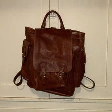 I Medici Firenze Brown Made In Italy Leather Backpack