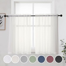 Cortinas cortas blancas transparentes de 91 cm 2 paneles Juego de cenefas cocina