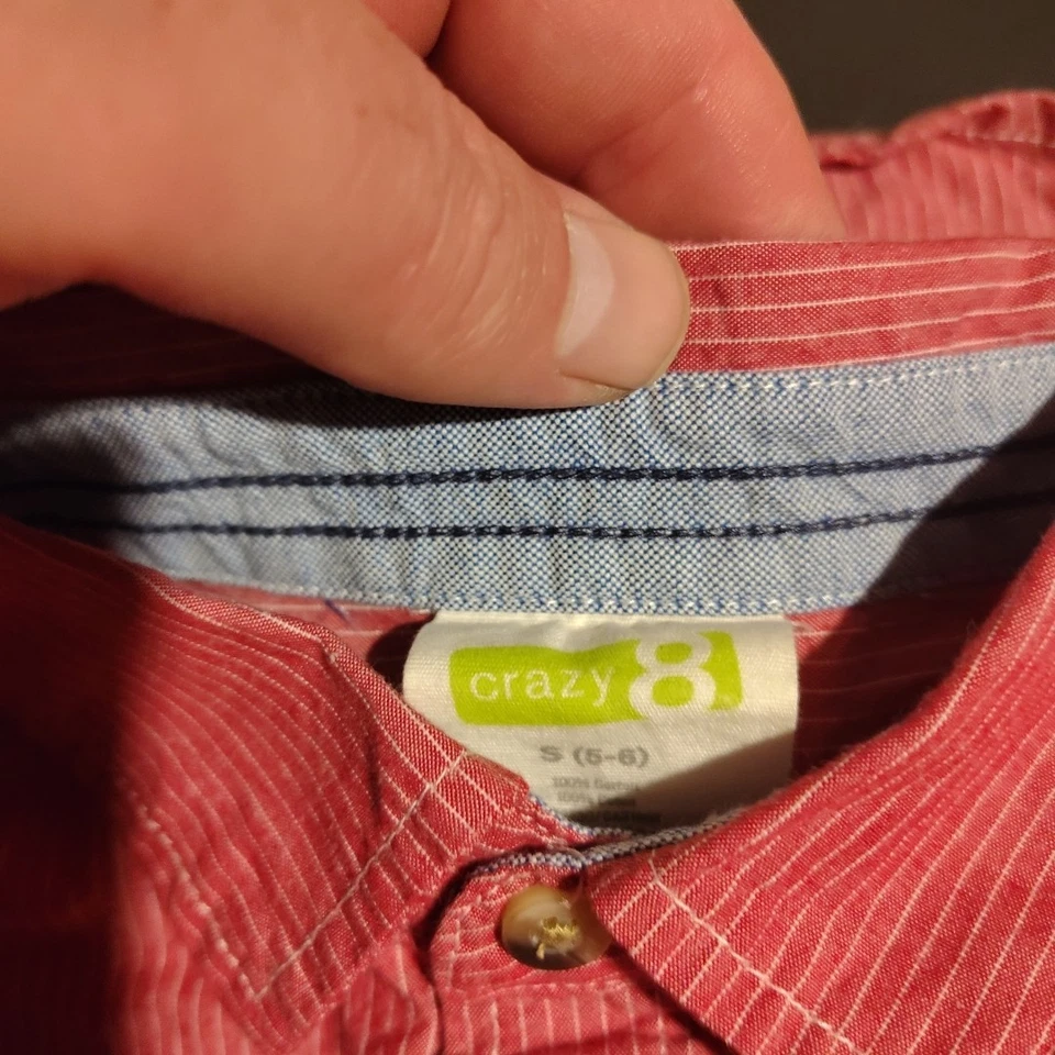 Camisa Crazy8 Crazy 8 roja a cuadros perla abotonada a presión para niños jóvenes - Talla S 5/6 Foto 3 de 4