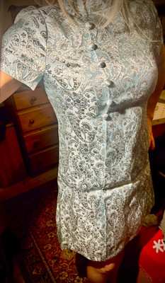 Rare Vintage  Japanese Style 1960s Adele Simpson Brocade Mod Dress UK Size 8 10