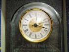 Glass Desk Clock “To My Dad” Engraved Gift w/ Box Gold Trim Quartz — photo 1