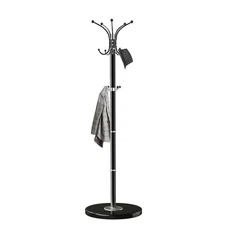 Coat Rack with Natural Marble Base, Metal Freestanding Coat Racks with 14 Hoo...