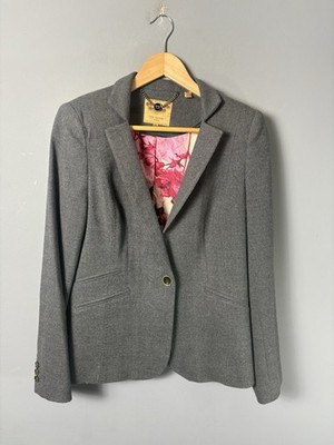 TED BAKER Womens Size 3 (US 8-10) Neyoa Gray Wool Blend Blazer Jacket