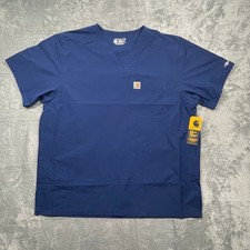 Carhartt Scrub Top Mens XL Navy Force Rugged Flex Modern Fit C16113 NEW