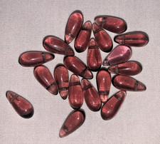 Lot of 20 Purple Vintage Glass Dangle/Drop Beads - Circa 40's-50's